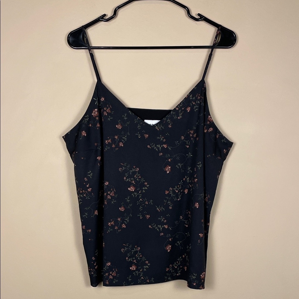 Frank And Oak Women’s Floral Black Pink Green White V-Neck Camisole Tank Top